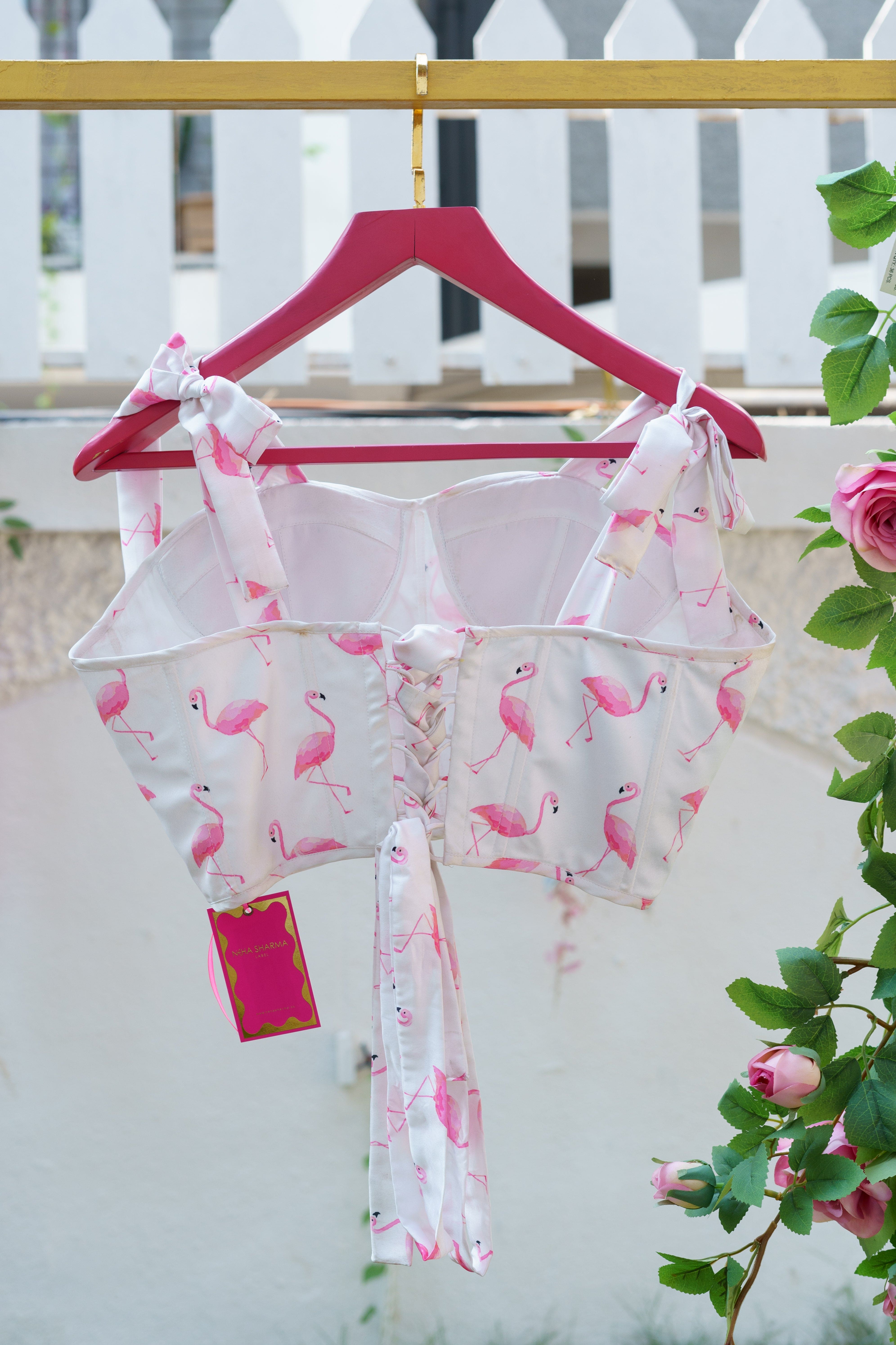 Flamingo Bliss Corset Blouse